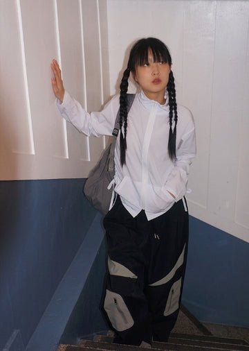 LOUD SHIRRING ZIP-UP